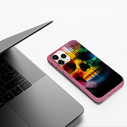Чехол iPhone 11 Pro матовый Lego skull fantasy - ai art, цвет: 3D-малиновый — фото 2