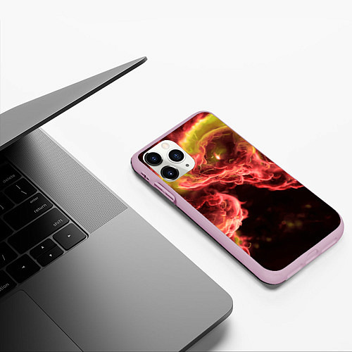 Чехол iPhone 11 Pro матовый Адское пламя инферно - inferno flame / 3D-Розовый – фото 3