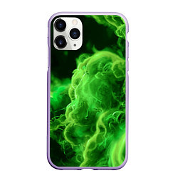 Чехол iPhone 11 Pro матовый Зелёный густой дым - inferno green, цвет: 3D-светло-сиреневый