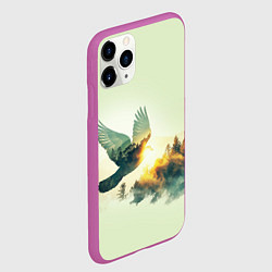 Чехол iPhone 11 Pro матовый Голубь и лес: эффект двойной экспозиции, цвет: 3D-фиолетовый — фото 2