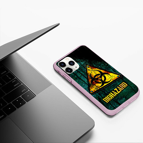 Чехол iPhone 11 Pro матовый Biohazard yellow sign / 3D-Розовый – фото 3