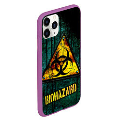 Чехол iPhone 11 Pro матовый Biohazard yellow sign, цвет: 3D-фиолетовый — фото 2