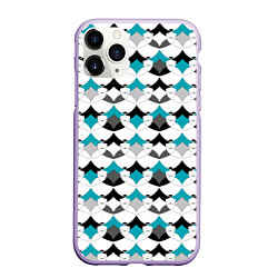 Чехол iPhone 11 Pro матовый Разноцветный черный голубой с белым геометрический, цвет: 3D-светло-сиреневый