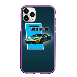 Чехол iPhone 11 Pro матовый Спортивная машина Lamborghini Aventador, цвет: 3D-фиолетовый