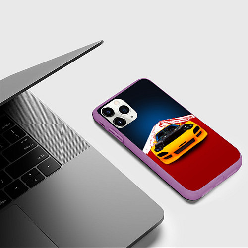Чехол iPhone 11 Pro матовый Японский спортивный автомобиль / 3D-Фиолетовый – фото 3