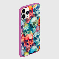 Чехол iPhone 11 Pro матовый Красочный узор с черепами, цвет: 3D-фиолетовый — фото 2
