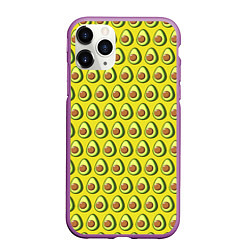 Чехол iPhone 11 Pro матовый Паттерн с авокадо в разрезе, цвет: 3D-фиолетовый