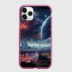 Чехол iPhone 11 Pro матовый Фантастическая планета внутри космоса, цвет: 3D-малиновый
