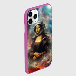 Чехол iPhone 11 Pro матовый Мона Лиза в открытом космосе - нейросеть, цвет: 3D-фиолетовый — фото 2