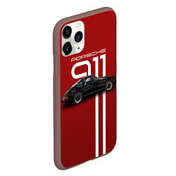 Чехол iPhone 11 Pro матовый Ретро автомобиль Porsche, цвет: 3D-коричневый — фото 2