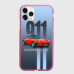 Чехол iPhone 11 Pro матовый Винтажный автомобиль Porsche 911 Carrera, цвет: 3D-малиновый