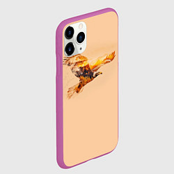 Чехол iPhone 11 Pro матовый Летящий орел и пейзаж на закате, цвет: 3D-фиолетовый — фото 2