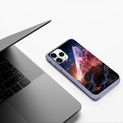 Чехол iPhone 11 Pro матовый Абстрактная пирамида космическая, цвет: 3D-светло-сиреневый — фото 2