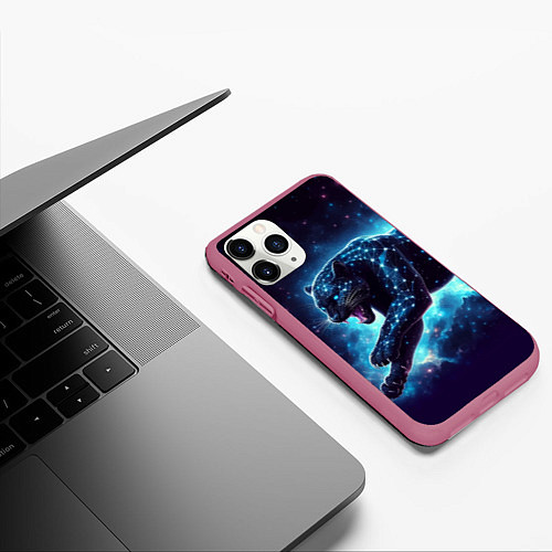 Чехол iPhone 11 Pro матовый Fantastic star panter - ai art fantasy / 3D-Малиновый – фото 3