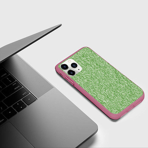 Чехол iPhone 11 Pro матовый Эффект шерстяных прядей / 3D-Малиновый – фото 3