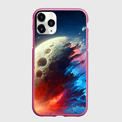 Чехол iPhone 11 Pro матовый Разрыв космического тела - нейросеть, цвет: 3D-малиновый