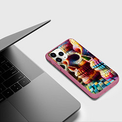 Чехол iPhone 11 Pro матовый Три черепа - авангард нейросеть, цвет: 3D-малиновый — фото 2