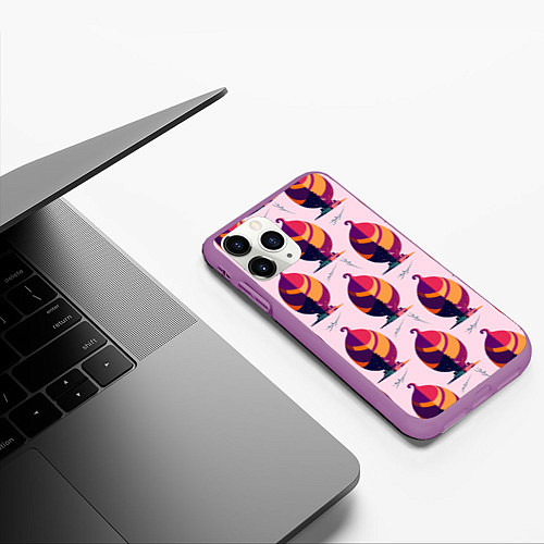 Чехол iPhone 11 Pro матовый Абстракция листок / 3D-Фиолетовый – фото 3