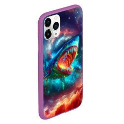 Чехол iPhone 11 Pro матовый Пасть космической акулы - нейросеть, цвет: 3D-фиолетовый — фото 2