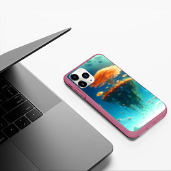 Чехол iPhone 11 Pro матовый Сказочное космическое дерево - нейросеть, цвет: 3D-малиновый — фото 2