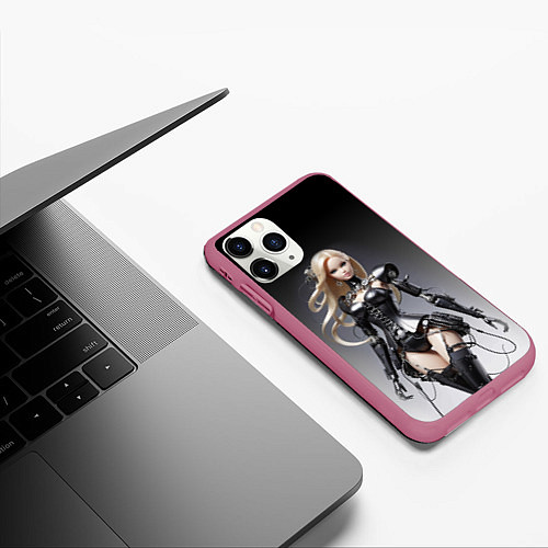 Чехол iPhone 11 Pro матовый Cyber Barbie - fantasy cyberpunk ai art / 3D-Малиновый – фото 3