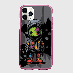 Чехол iPhone 11 Pro матовый Странный зеленый человечек, цвет: 3D-малиновый