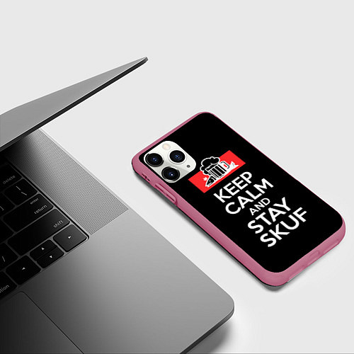 Чехол iPhone 11 Pro матовый Keep calm and stay skuf / 3D-Малиновый – фото 3