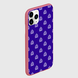 Чехол iPhone 11 Pro матовый Винтажный орнамент на синем, цвет: 3D-малиновый — фото 2