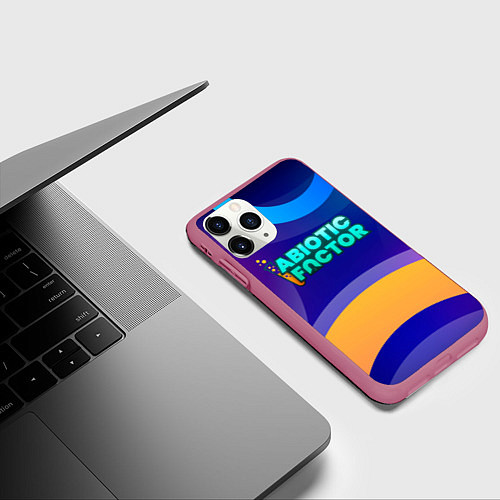 Чехол iPhone 11 Pro матовый Abiotic Factor цветные круги и лого / 3D-Малиновый – фото 3