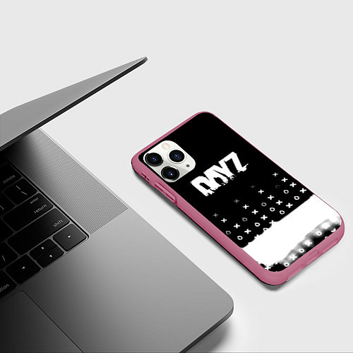 Чехол iPhone 11 Pro матовый Dayz game pattern logo / 3D-Малиновый – фото 3