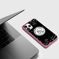 Чехол iPhone 11 Pro матовый Аякс краски брызги спорт, цвет: 3D-малиновый — фото 2