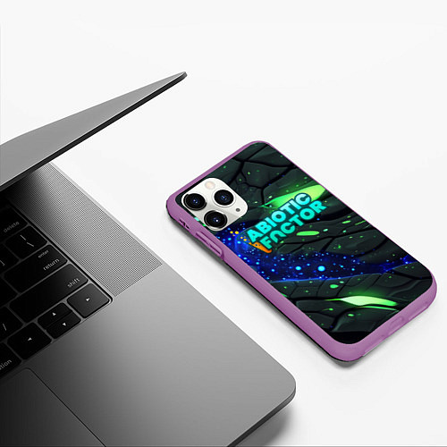 Чехол iPhone 11 Pro матовый Abiotic Factor logo bright neon / 3D-Фиолетовый – фото 3