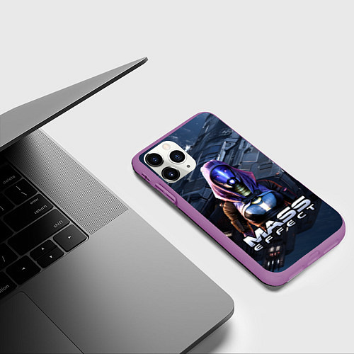 Чехол iPhone 11 Pro матовый Mass Effect ТалиЗора / 3D-Фиолетовый – фото 3