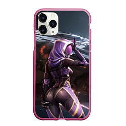 Чехол iPhone 11 Pro матовый Mass Effect ТалиЗора и космический корабль, цвет: 3D-малиновый