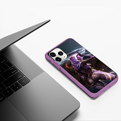 Чехол iPhone 11 Pro матовый Mass Effect ТалиЗора и космический корабль, цвет: 3D-фиолетовый — фото 2