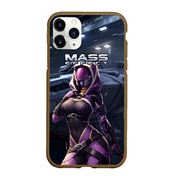 Чехол iPhone 11 Pro матовый Mass Effect ТалиЗора и космический корабль, цвет: 3D-коричневый