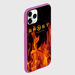 Чехол iPhone 11 Pro матовый Ghost of Tsushima в огне, цвет: 3D-фиолетовый — фото 2