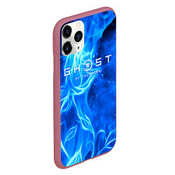 Чехол iPhone 11 Pro матовый Ghost of Tsushima огненный цветок, цвет: 3D-малиновый — фото 2