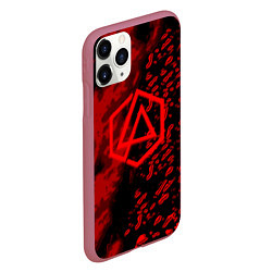 Чехол iPhone 11 Pro матовый Linkin park red logo, цвет: 3D-малиновый — фото 2