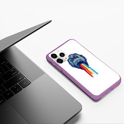 Чехол iPhone 11 Pro матовый Обезьяна с радугой, цвет: 3D-фиолетовый — фото 2