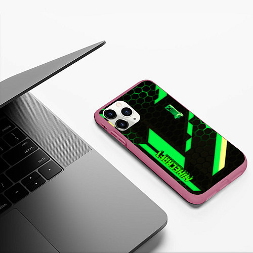 Чехол iPhone 11 Pro матовый Minecraft creeper game pattern / 3D-Малиновый – фото 3