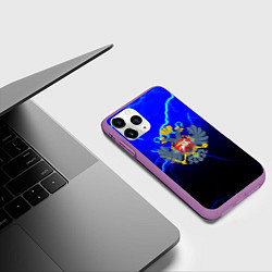 Чехол iPhone 11 Pro матовый Герб РФ шторм империя, цвет: 3D-фиолетовый — фото 2