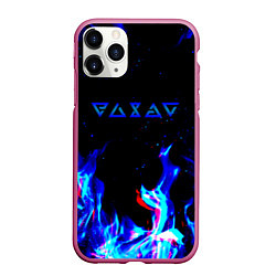 Чехол iPhone 11 Pro матовый The Witcher fire logo glitch, цвет: 3D-малиновый