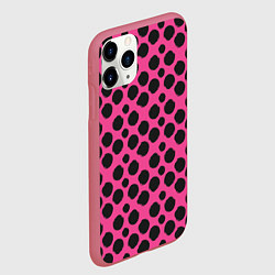 Чехол iPhone 11 Pro матовый Гороховый тренд черный на розовом фоне, цвет: 3D-малиновый — фото 2