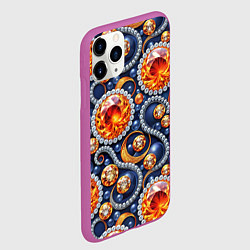 Чехол iPhone 11 Pro матовый Ювелирные украшение с золотом и бриллиантом паттер, цвет: 3D-фиолетовый — фото 2