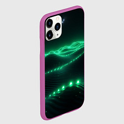 Чехол iPhone 11 Pro матовый Круглый зеленый мистический фон, цвет: 3D-фиолетовый — фото 2