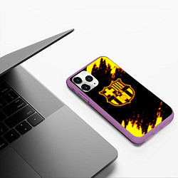Чехол iPhone 11 Pro матовый Barcelona огненные краски лого, цвет: 3D-фиолетовый — фото 2