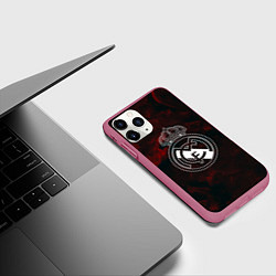 Чехол iPhone 11 Pro матовый Реал мадрид огонь красный, цвет: 3D-малиновый — фото 2