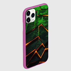 Чехол iPhone 11 Pro матовый Неоновая яркая геометрическая абстракция со светом, цвет: 3D-фиолетовый — фото 2