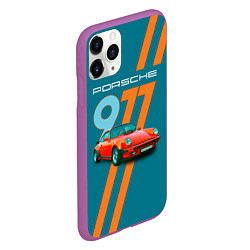 Чехол iPhone 11 Pro матовый Porsche 911 немецкий спорткар, цвет: 3D-фиолетовый — фото 2